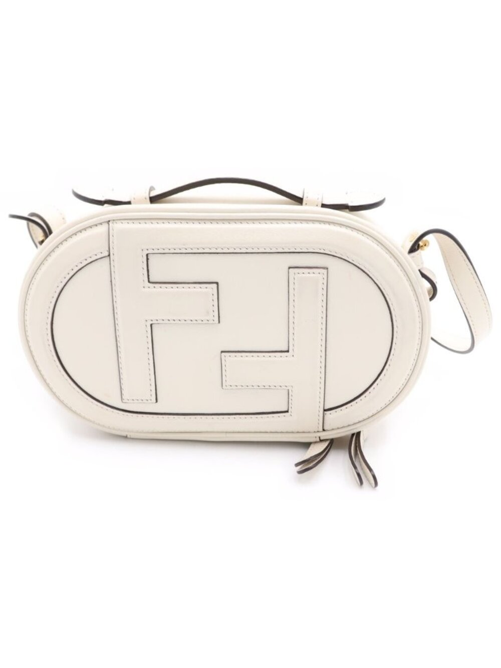 Fendi Rock Mini Camera White Leather Gold Shoulder Bag